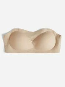 Liftille Women's Casual Comfy Apricot Plain Strapless Bralette With Medium Stretch Fabric For Everyday Wear - Apricot - View 4