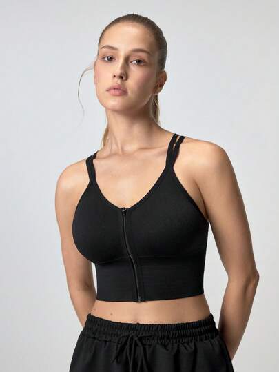 Loungeista EMUPER 2pcs Seamless Front Zipper Sports Bras For Women, Racerback Outerwear Enhancing Bust Sports Brasfor Summerfor Summer