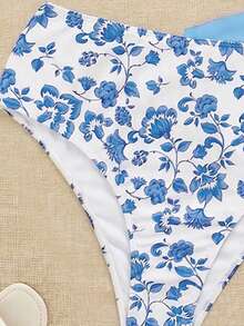 Swim Mod Plus Size Women 3pcs/Set Random Print Spaghetti Strap Bikini Swimsuit - Multicolor - View 4