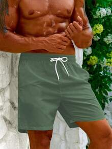 Manfinity KASUA Men's Beach Shorts (Printed Asymmetric), Holiday - Olive Green - View 5