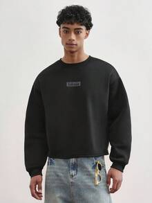TOKVUE Men's Popular Street Style INS Matching 3D Foam Print Casual Daily Streetwear Loose Fit Pullover Pullover Sweatshirt - Black - View 2