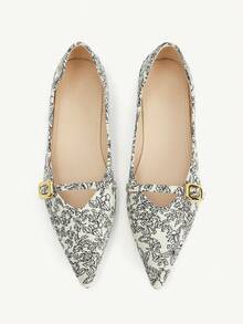 CUCCOO CHICEST Pointed Toe Ditsy Floral Slip-On Flat Shoes With Buckle Strap, Commuting Style - Multicolor - View 10