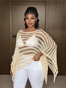 Maweii 女士休闲宽松露肩套头毛衣，适合日常、通勤、度假、海滩、假日等多种场合，大码可选，黄色 - 黃色 - 查看 2