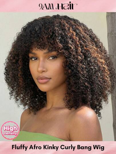 Density Pro Tóc giả bob xoăn xù kiểu Afro có mái, làm từ tóc thật 250%, mật độ cao, không cần keo dán, dễ dàng đội lên và sử dụng ngay. Tóc giả bob xoăn ngắn có mái, thân thiện với người mới bắt đầu, dễ dàng lắp đặt, vẻ ngoài tự nhiên, lọn xoăn mềm mại, bồng bềnh, thoải mái khi đội. Tóc giả bob làm từ tóc thật, màu đen điểm xuyết nâu, kết cấu xoăn xù kiểu Afro, sang trọng, thích hợp cho tiệc tùng, mùa hè, đám cưới, lễ hội, dễ bảo quản, kiểu tóc cho các dịp đặc biệt, đa năng.
