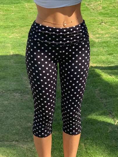 Muchica These Women's Polka Dot Casual Slim-Fit Cropped Trousers With Slits Are Suitable For Sports, Business Casual, And Outings. They Have A Retro Style And Are Also Suitable For Teachers. The Cropped Trousers Come In A Variety Of Styles And Are An Ideal Choice For Women In Summer.