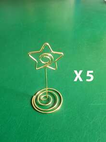 5/10Pcs,Gold Table Number Card Holders, Heart Shape Table Photo Holder Table Picture Stand Place Card Holder For Paper Menu Clips - Gold - View 10