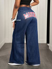 Slaydiva Quần jeans ống loe nữ có túi và cúc, kiểu dáng thoải mái, đa năng, thích hợp mặc hàng ngày. - Màu xanh lam - Xem 2