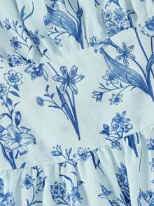 Skyraze Women's Summer Vacation Casual Tropical All-Over Print Halter Dress Light Blue Floral - Mint Green - View 4