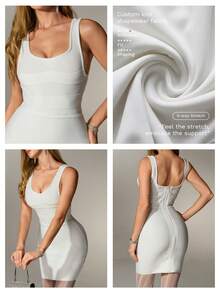 Nuvra Đầm ngắn màu trắng thanh lịch với dây đeo kiểu băng quấn, thích hợp cho tiệc tùng. - trắng - Xem 10