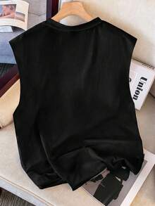 Manfinity Joysei Black Label 男款圓領休閒無袖背心，夏季度假款 - 黑色 - 查看 3