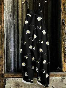 EMERY ROSE Plus Size Women Casual Printed Jumpsuit Fall - Black - View 2