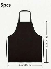 1-5pcs Polyester Apron For Women,Simple Style Black Apron With Pockets, Thickened Waist Apron, Fashion Housework Kitchen Household Workwear, Kitchen Supplies - Multicolor - View 13