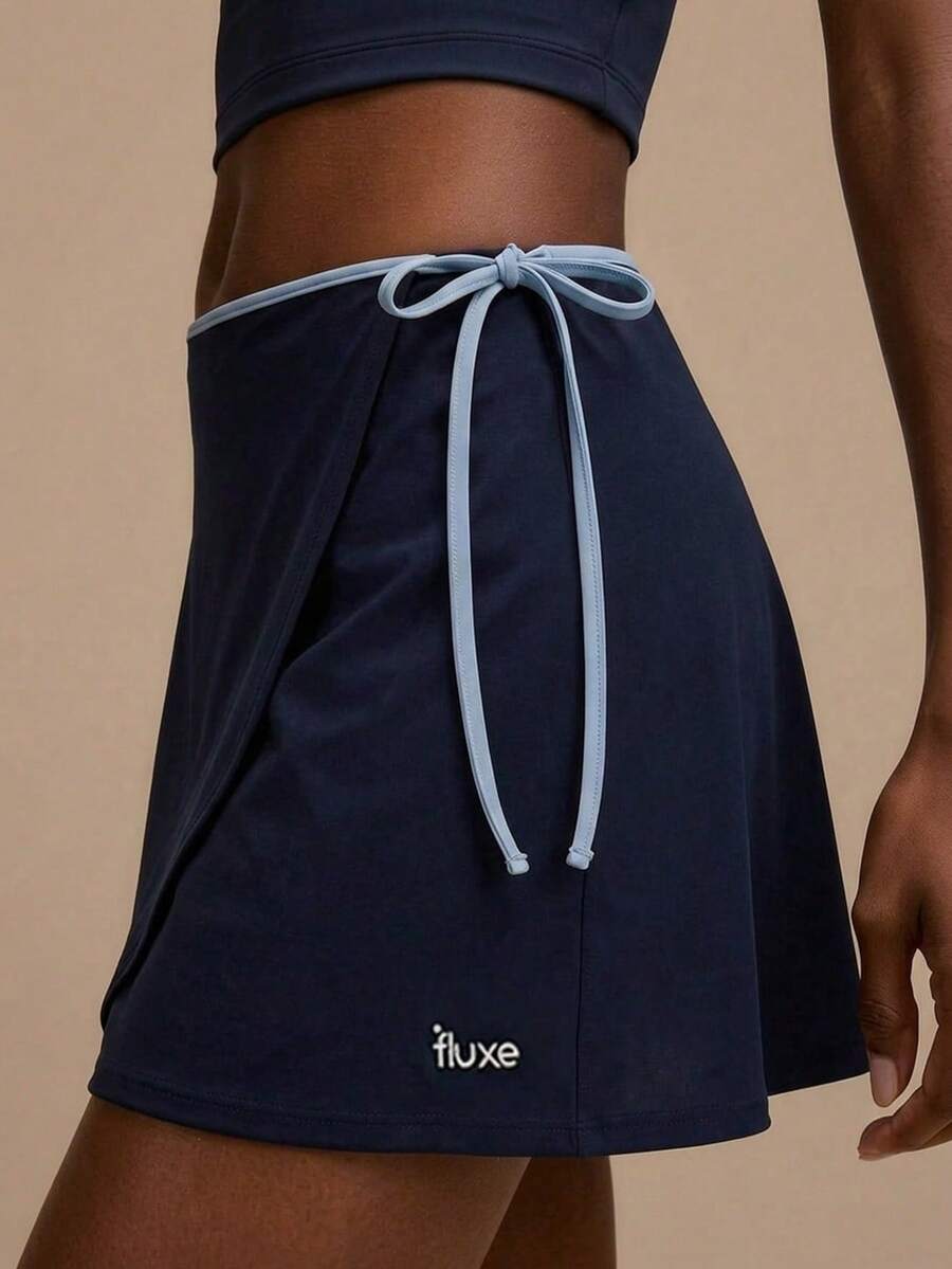 Fluxe 女士字母印花滚边打结休闲百搭日常迷你裙
