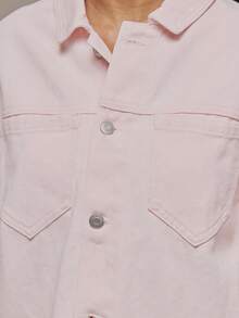 MUSERA Flared Sleeve Oversized Washed Denim Jacket Spring Summer Cute Cosy Cottage Core Spring Dew - Pink - View 6