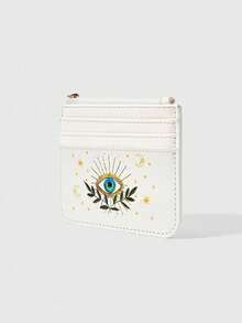 ROMWE Fairycore 1057232 Tas Kartu Penyimpanan Portabel Wanita Motif Vintage, Mata, Sulur, Salib, Bintang, Bulan - Krem - View 2