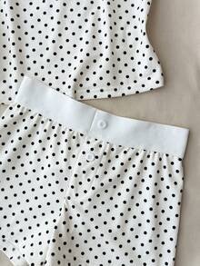 Ensemble de débardeur à nœud papillon avec bordure en dentelle et short boutonné pour préadolescentes, printemps et été, convient pour la Saint-Valentin, la maison, le style "clean girl/américain", les adolescentes - Nude - Voir 4