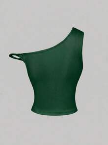 SHEIN MOD Áo nữ in hoa, cổ lệch, kiểu dáng thường ngày, đa năng. - Màu xanh lá cây đậm - Xem 2