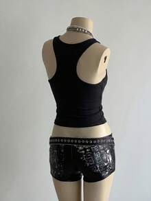 SHEIN DivaQ Women's All-Over Print Casual Versatile Daily Wear Top - Black - View 2