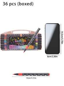 A Set Of 36/48/60 Glitter Pens, Shiny Soft-Tip Drawing Pens, Water-Based Ink Glitter Chalks, Metallic Glitter Chalks, And Exquisite Single-Tip Multi-Color DIY Brushes, Suitable For Graffiti, Painting Art, Glitter Art Handicrafts, Notebooks, Gifts, - Multicolor - View 12