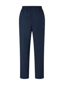 SHEIN TaskFit 女士夏季鬆身純色舒適多口袋工作服套裝 - 藏蓝色 - 查看 8