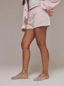 MUSERA Mini Washed Denim Shorts Spring Summer Cute Cosy Cottage Core Spring Dew - Pink - View 4