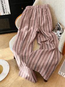 Franclia Loose Casual Slimming Summer New Elastic Waist Lightweight Striped Women's Spring/Summer Sweatpants - Pink - View 2