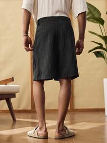 SWAVVY Men's Fashionable Casual Knee-Length Shorts - Black - View 7