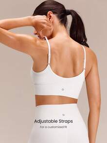 Featherfit™ Heart-Shaped U Back Adjustable To The Studio Sports Bra Low Impact Yoga Pilates Studio Spring Summer - White - View 3