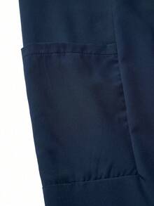 SHEIN TaskFit 女士夏季鬆身純色舒適多口袋工作服套裝 - 藏蓝色 - 查看 4