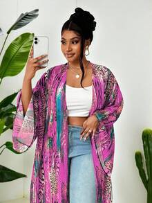 Maweii 2025 New Plus Size Women's Leopard Print Long Lightweight Elegant Jacket, Spring/Summer Outerwear Fall - Multicolor - View 7