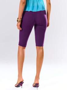 MUSERA Glitter Mesh Fitted Capri Trouser Cute Sexy Summer Spring Holiday Vacation Party Going Out Euphoria - Purple - View 4