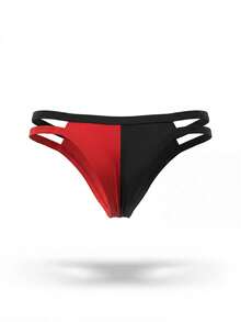 DrisQ Fashionable Patchwork Black & Red Fabric Mid-Waist Sexy Men's Underwear - Multicolor - View 4