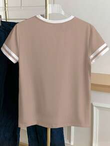 Resyla Women's Casual Colorblock Round Neck Short Sleeve T-Shirt, Versatile For Daily Wear In Summer - Multicolor - View 2