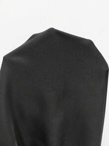 SHEIN PETITE 女士新款秋冬长款缎面蕾丝拼接优雅半身裙，派对装 - 黑色 - 查看 8