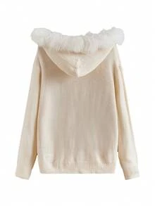 ROMWE Kawaii Plus Size Hooded Cardigan With Pom Pom Decoration - Brown - View 2