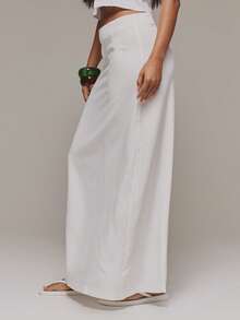 MUSERA Chân váy maxi cạp thấp kẻ sọc, thích hợp cho kỳ nghỉ hè, thanh lịch, thường ngày, dễ thương, đi làm, văn phòng, dự tiệc, lễ hội. - trắng - Xem 4