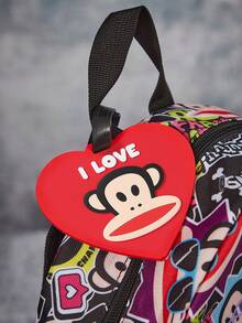 Paul Frank X SHEIN Cartoon Pattern Luggage Tag, Name Tag, Bag Hanger, Travel Anti-Loss Boarding Pass, Bag Charm - Red - View 4