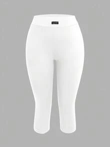 SHEIN EZwear 2 chiếc quần legging nữ màu đen và xám dài đến khuỷu tay, thêu chữ, dáng ôm, thích hợp cho mùa hè, thể thao, yoga, hoạt động ngoài trời và trong nhà, kiểu dáng thời trang. - Nhiều màu - Xem 9