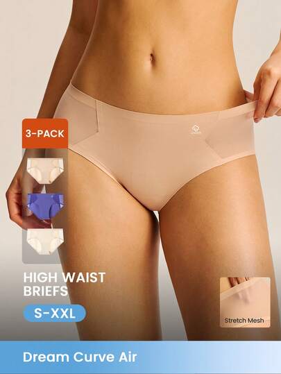LUVLETTE paquete de 3 bragas sin costuras, cómodas y transpirables de cintura alta para mujeres