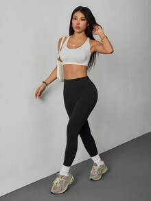 SHEIN PETITE 2026 Casual Girlisim High Waist Comfortable Stretch Fabric Pants Suitable For Round Body Curves Compatible With Apple Shaped Body Summer Golf - Black - View 13