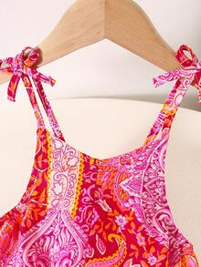 Baby Girl All-Over Print Casual Vacation Romper - Multicolor - View 3