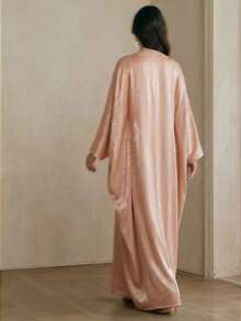 Anewsta Elegant Blue Shiny Fabric Robe, Suitable For Spring/Summer Party & Gathering - Pink - View 2