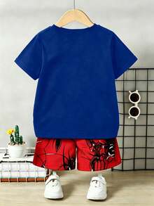 Bộ áo thun ngắn tay và quần short họa tiết nhện hoạt hình, thoải mái, thời trang, cá tính dành cho bé trai, đa năng, thích hợp cho mùa xuân/hè, kiểu dáng mới mùa hè, trang phục bé trai, phù hợp cho chụp ảnh, mặc hàng ngày, đi chơi, nghỉ lễ, làm quà tặng. - Nhiều màu - Xem 3