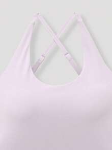 Sweetra 女士无袖吊带运动文胸 - 紫色 - 查看 4