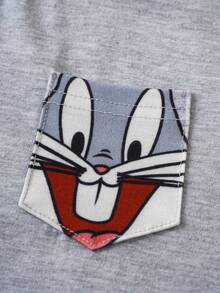 LOONEY TUNES X SHEIN Bộ 3 áo thun ngắn tay in chữ hoạt hình phong cách thường ngày cho bé trai, thích hợp mặc hàng ngày mùa hè. - Nhiều màu - Xem 5