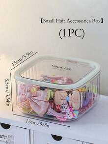 1PC Hair Accessory Storage Box, Transparent Large Capacity Covered Jewelry Box, Girls' Rubber Bands, Headbands, Hair Clips, Hair Ring Classification Box, Elastic Lid Storage Can, Waterproof And Dustproof, Thick And Textured, Suitable For Bathrooms, Bedrooms, Campus Dormitories, Travel - Clear - View 10