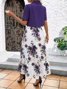 SHEIN Clasi Bộ 2 món gồm váy in họa tiết và áo sơ mi in họa tiết da báo dành cho nữ, trang phục mùa hè. - Nhiều màu - Xem 4