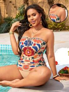 Swim Lushoire 大码女式极简日常夏季泳装吊带背心 - 彩色 - 查看 1