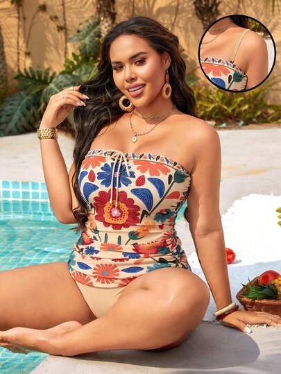 Swim Lushoire Áo tắm tankini tối giản dành cho nữ cỡ lớn, thích hợp mặc hàng ngày vào mùa hè.