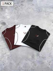 Sport MetroGents Men's Casual Graphic Print Round Neck Short Sleeve Sports T-Shirt, Summer - Black - View 3